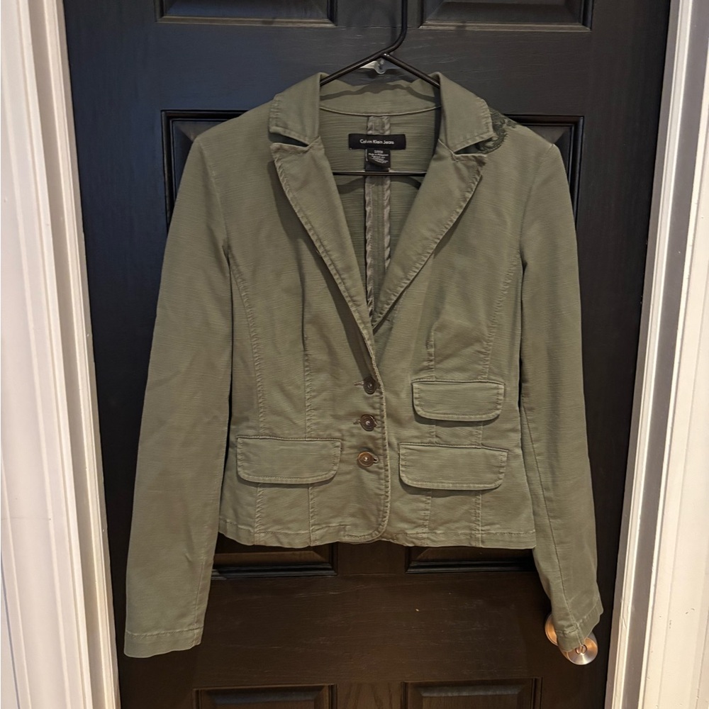 Calvin Klein Green Blazer Tailored Fit Notched Lapels